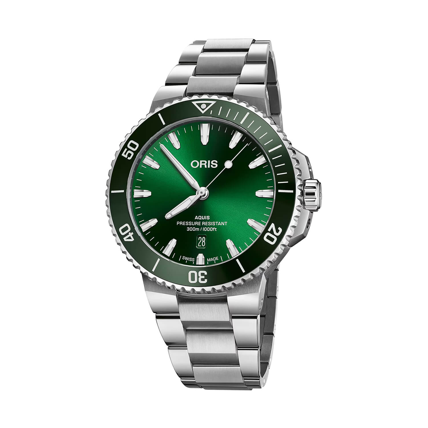 Oris Aquis Date 43.5mm Green Dial Stainless Steel Bracelet Watch