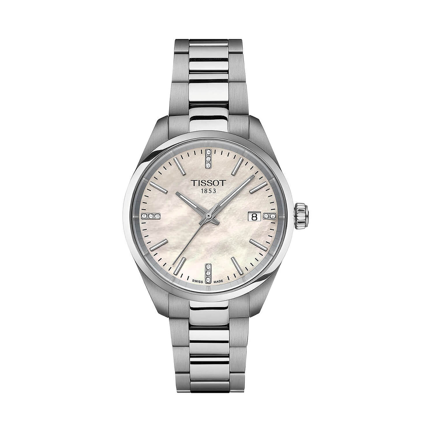 Tissot PR 100 34mm White Mother of Pearl Dial Stainless Steel Bracelet Watch