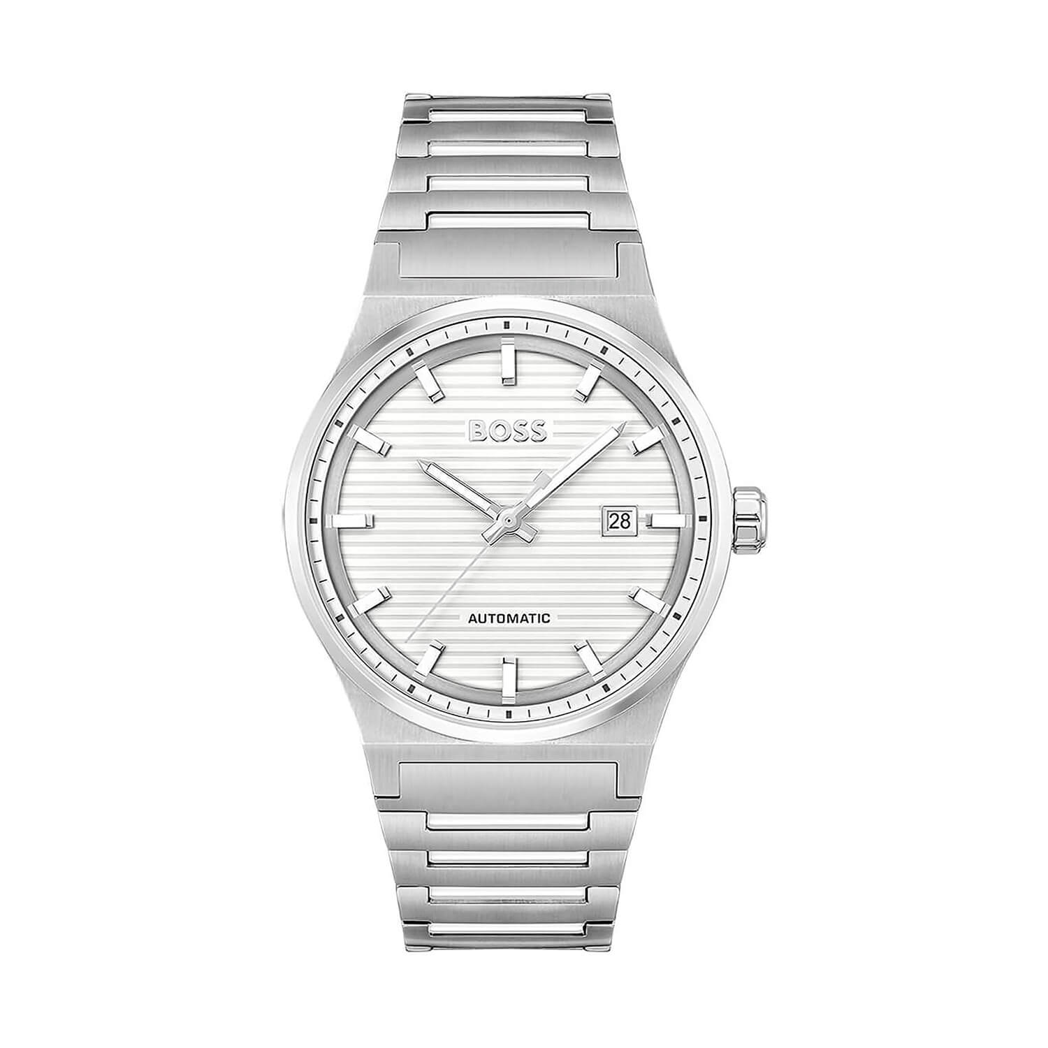 BOSS Candor Automatic 41mm Silver Dial Steel Bracelet Watch