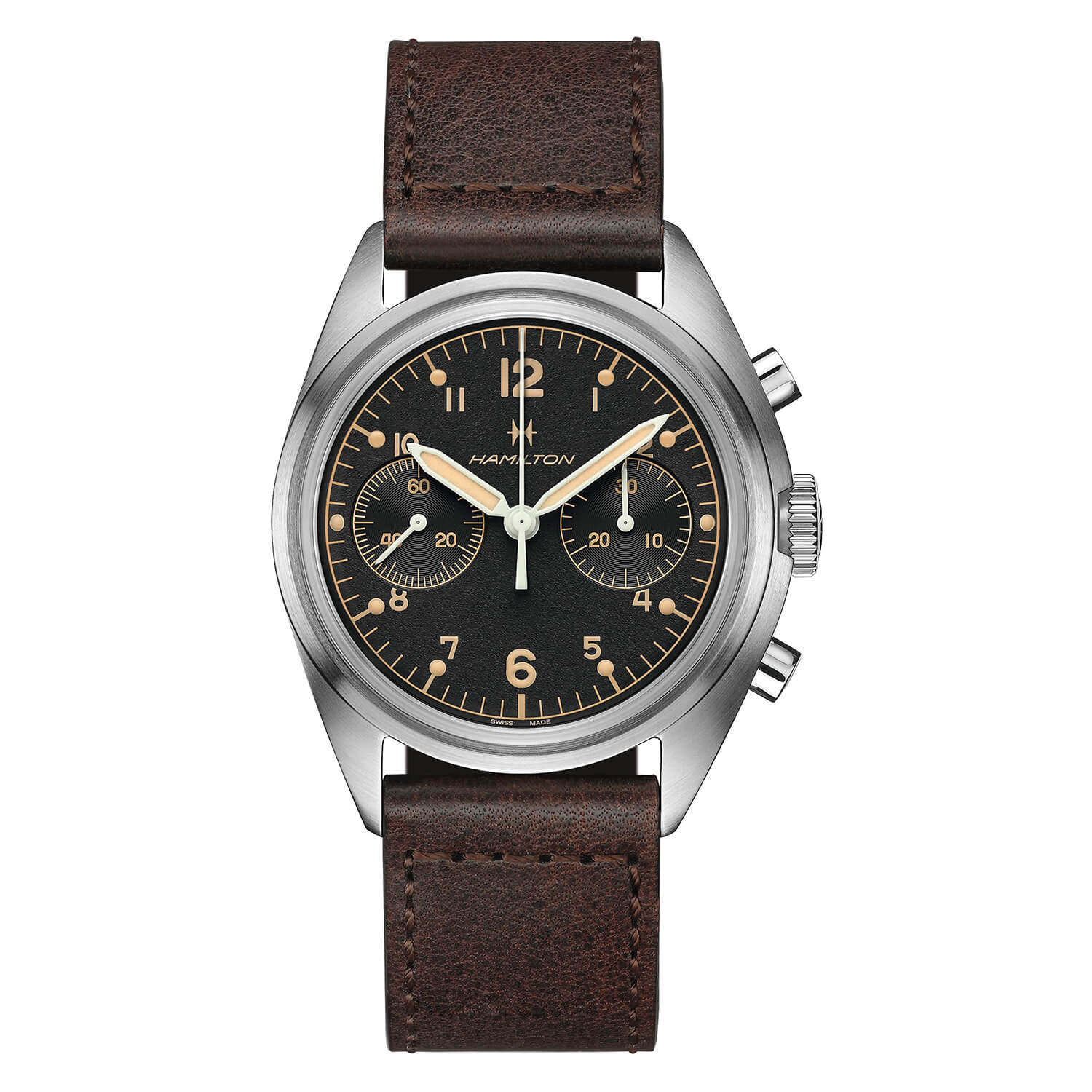 Hamilton Khaki Aviation 40mm Black Dial Brown Strap