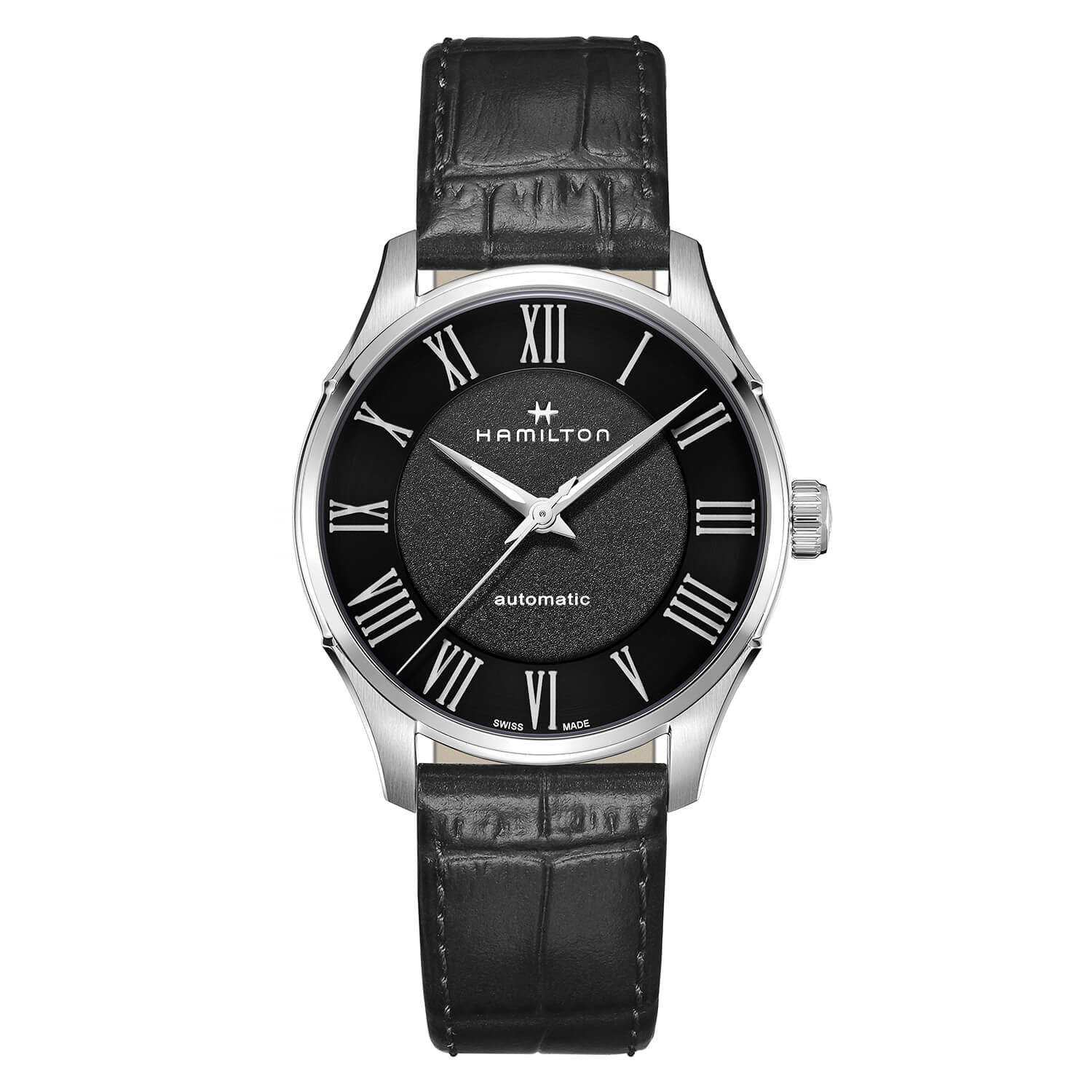 Hamilton Jazzmaster Auto 40mm Black Dial Steel Case Black Strap Watch