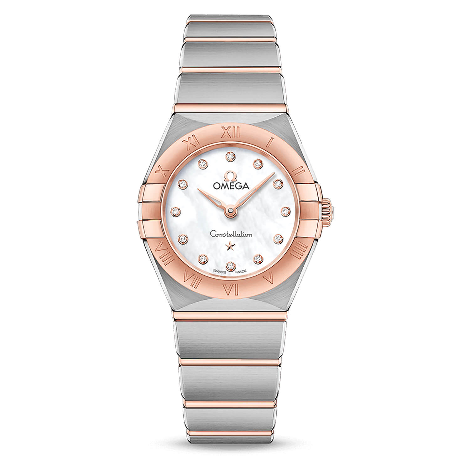 Photos - Wrist Watch Omega Constellation Quartz 25mm White Dial Steel & Rose Gold Case Bracelet 