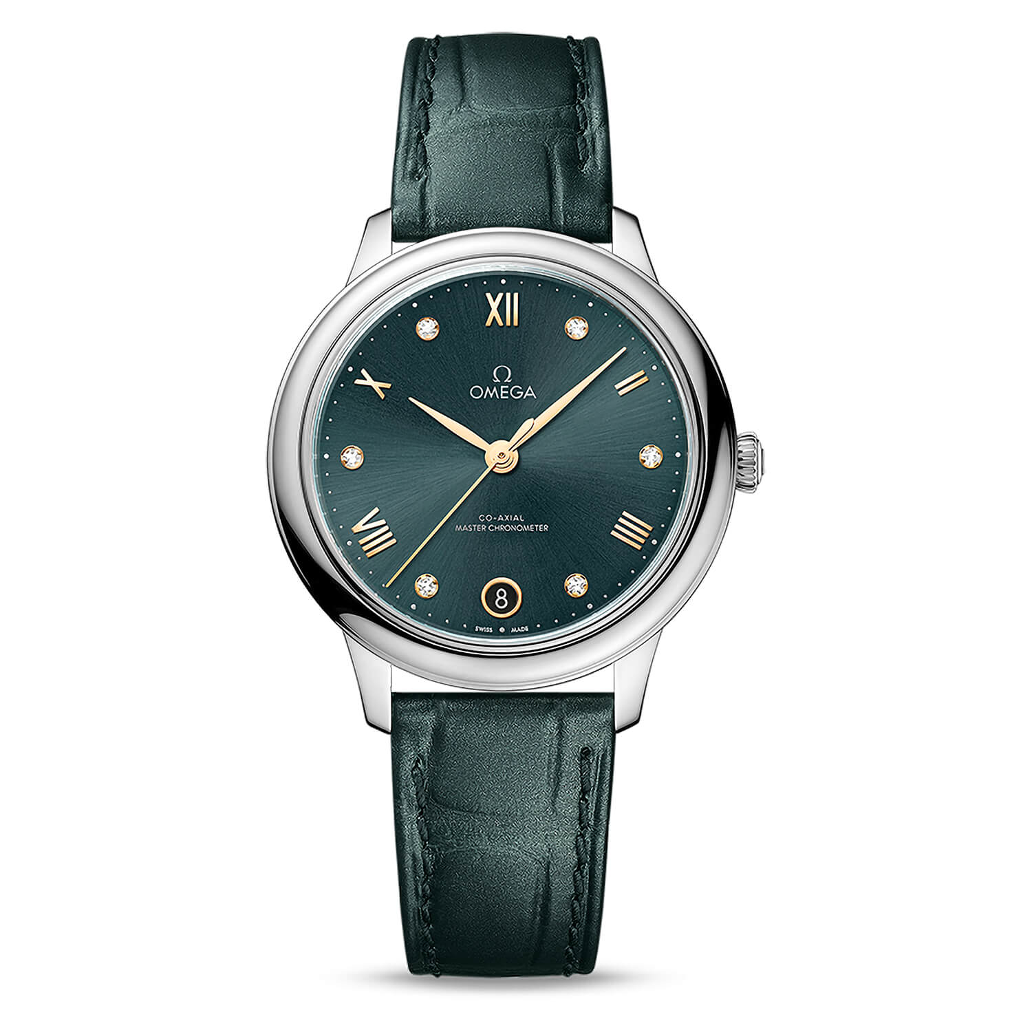 OMEGA De Ville Prestige Co-Axial Master Chronometer 34mm Green Dial Strap Watch