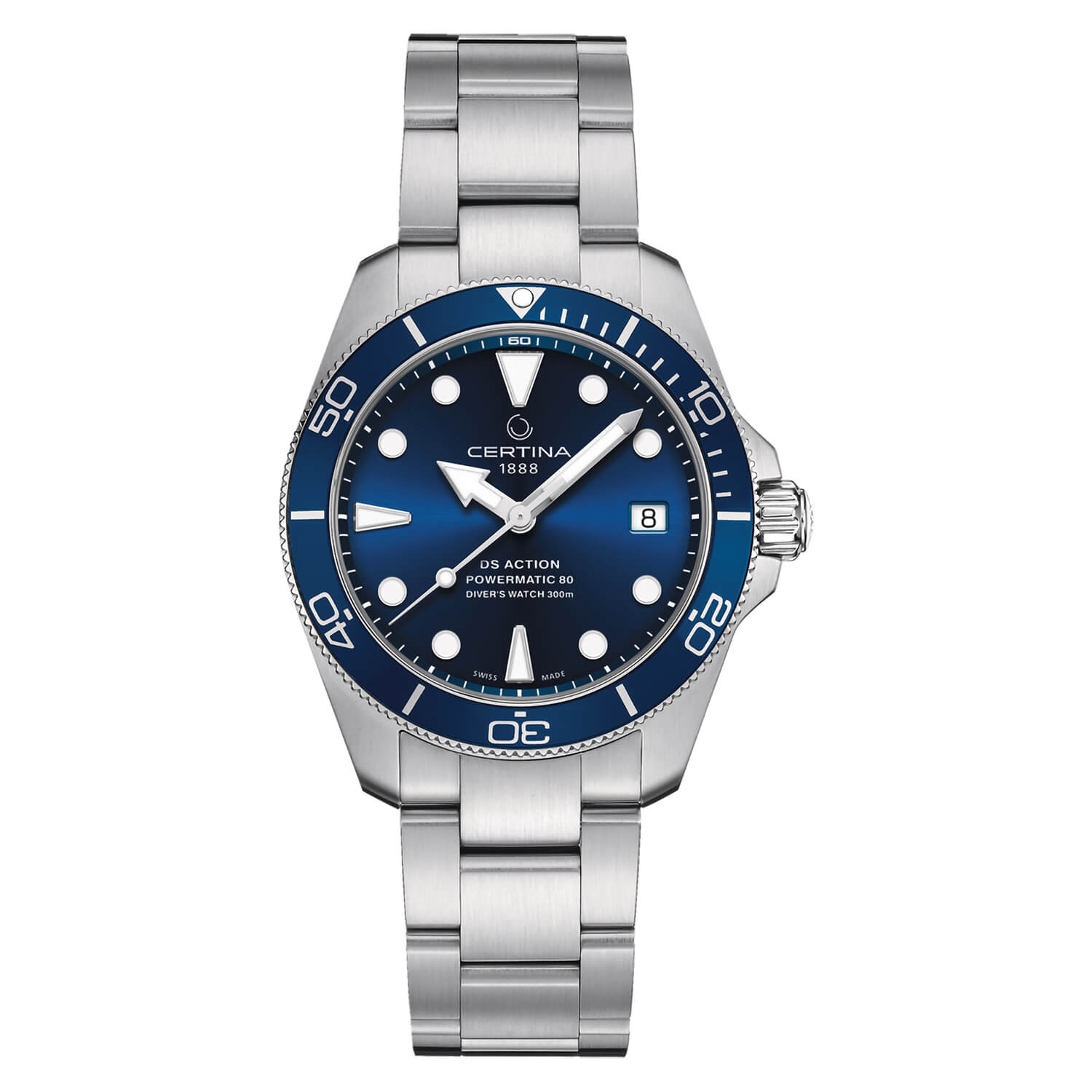 Certina DS Action Diver 38mm Blue Dial & Aluminium Bezel Steel Case Watch