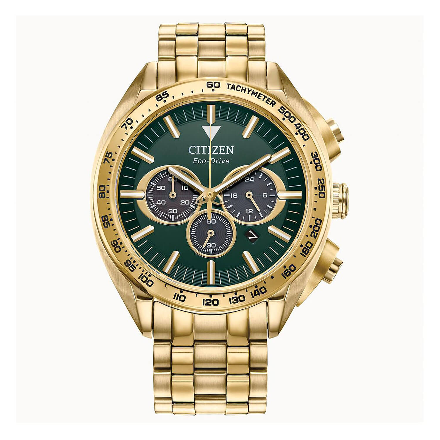 Photos - Wrist Watch Citizen Sport Luxury 43mm Green Dial Yellow Gold Plated Bracelet Watch 